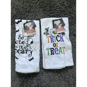 Peanuts 2 Pk Kitchen Towels, 2 Designs- Snoopy, Charlie Brown, 4 Towels, New